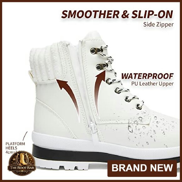 Women's Waterproof Ankle Boots with Fur Lining and Side Zipper - Picture 6 of 8